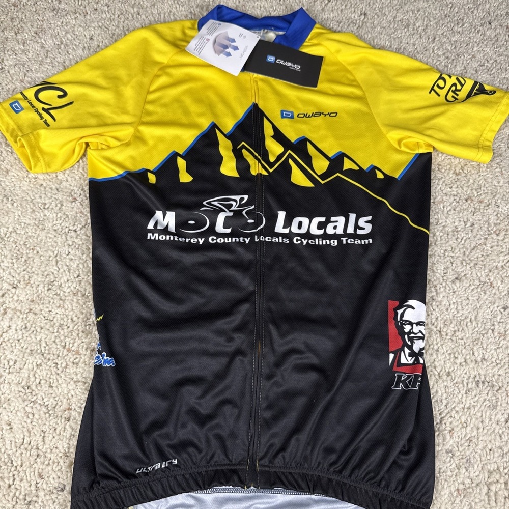 New Mens Owayo Apparel Bike Jersey Monterey  Yellow Black Cycling Brand Size 8